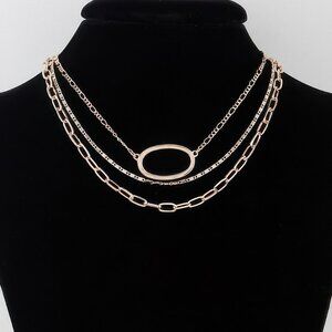 Triple Open Oval Chain Necklace